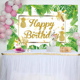 Lofaris Green Monstera Gold Pineapple Backdrop For Birthday